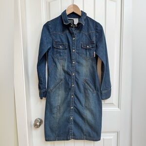 Vintage Mary-Kate & Ashley 100% Cotton Snap Closure Western Denim Dress Youth XL